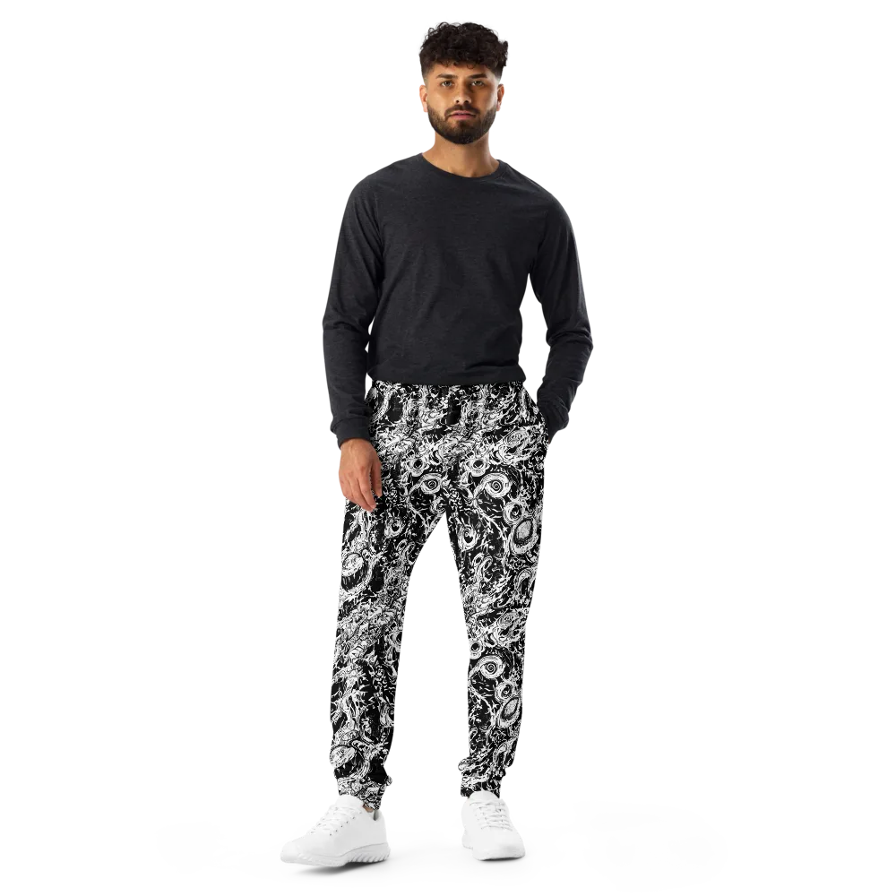Monochrome Mayhem on Men's Joggers — Front