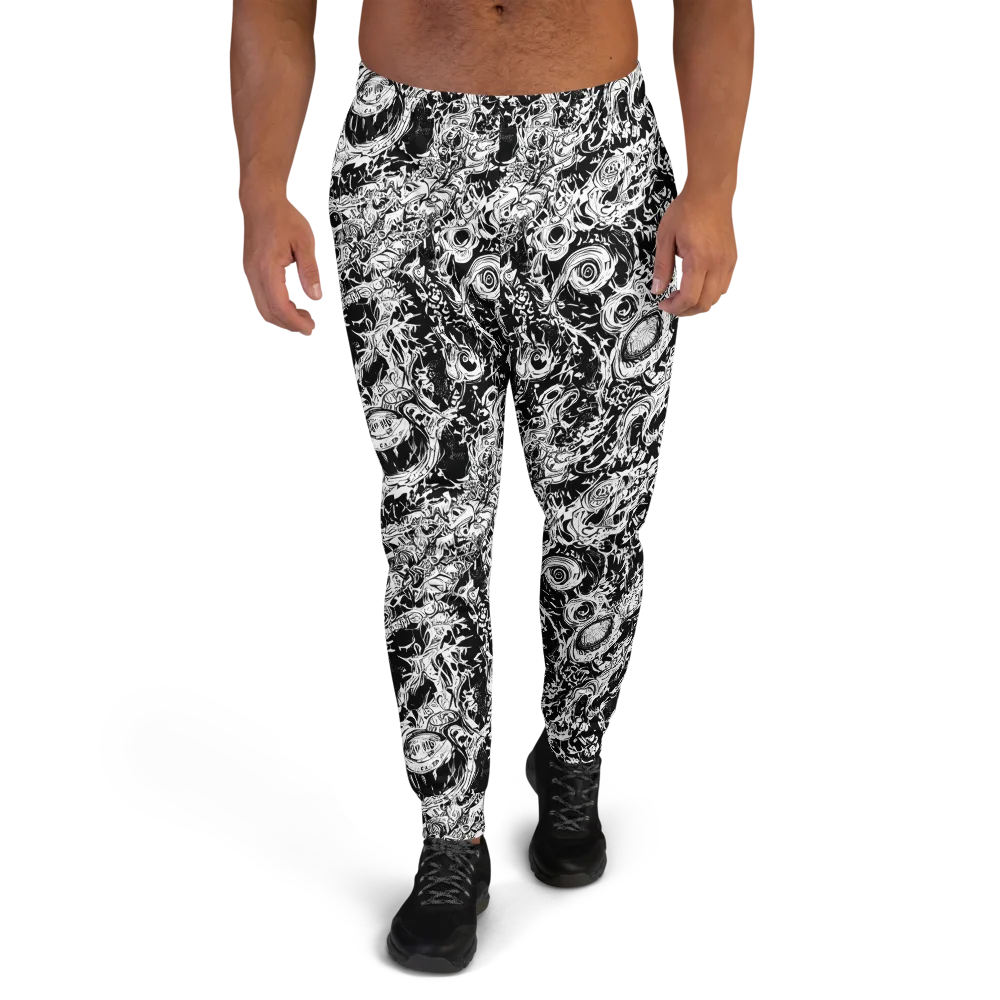 Monochrome Mayhem on Men's Joggers — Front