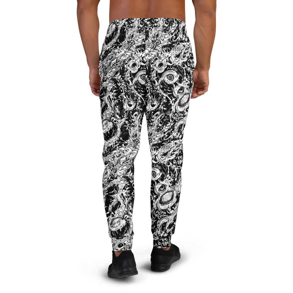 Monochrome Mayhem on Men's Joggers — Back