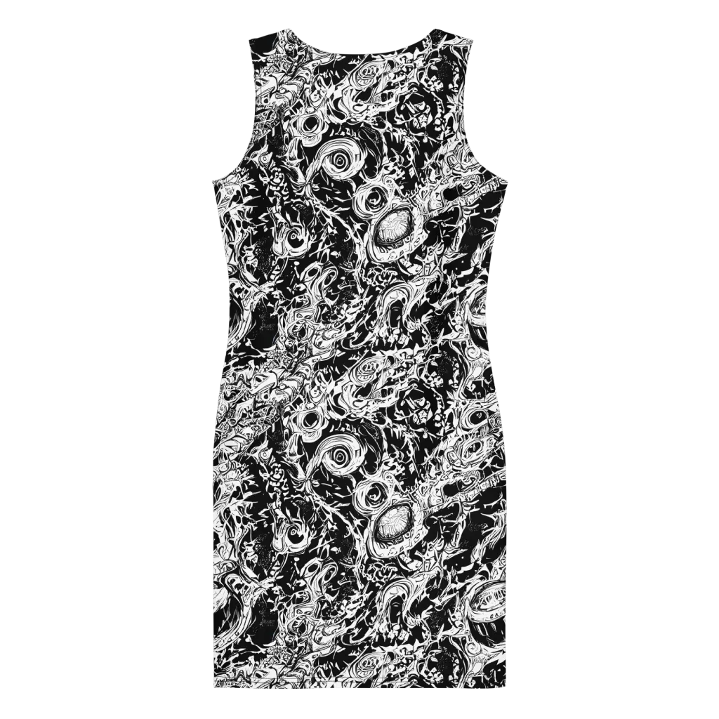 Monochrome Mayhem on Bodycon Dress — Back