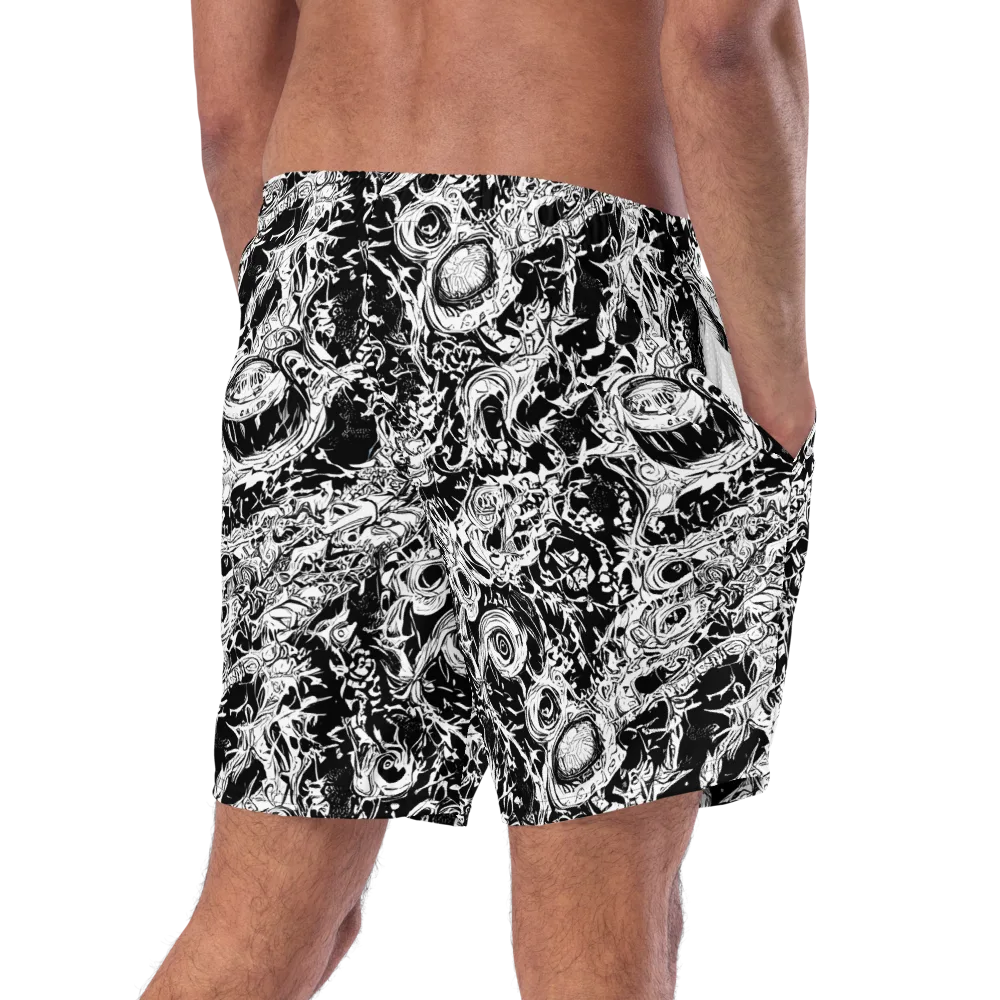 Monochrome Mayhem on Swim Trunks — Right Back