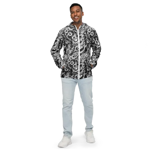 Monochrome Mayhem on a Men's Windbreaker