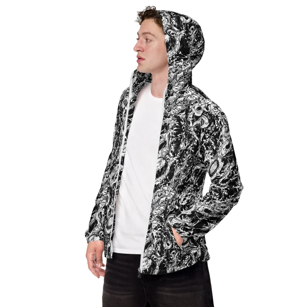 Monochrome Mayhem on Men's Windbreaker — Left Front
