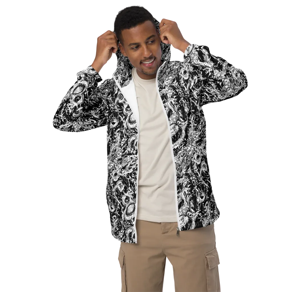 Monochrome Mayhem on Men's Windbreaker — Front