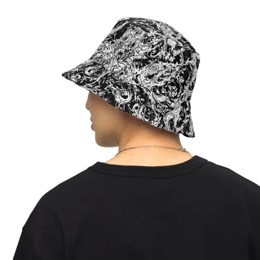 Monochrome Mayhem on a Reversible Bucket Hat