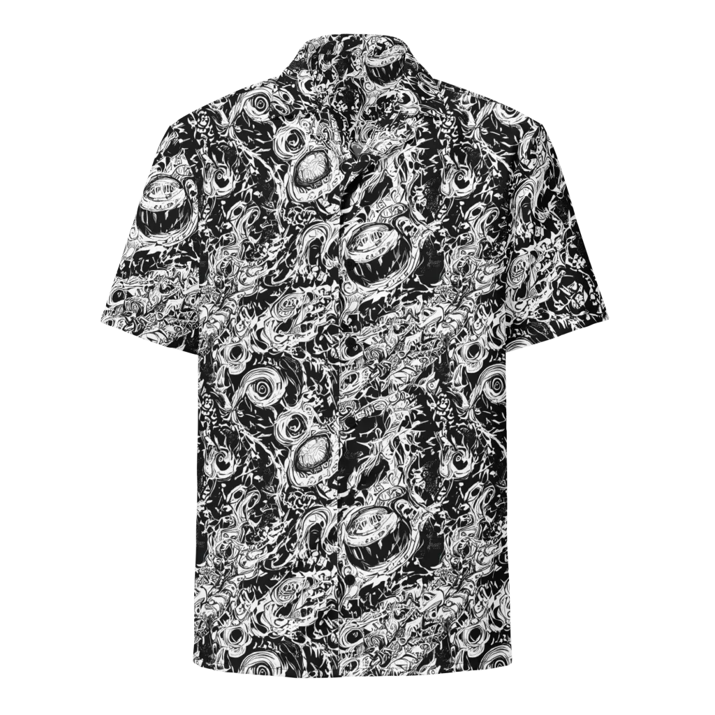 Monochrome Mayhem on Button Shirt — Front