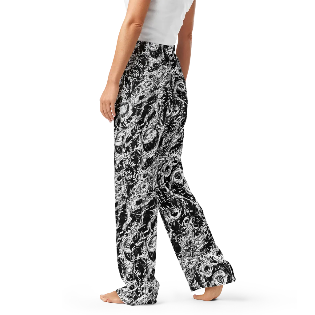Monochrome Mayhem on Women's Pajama Pants — Left
