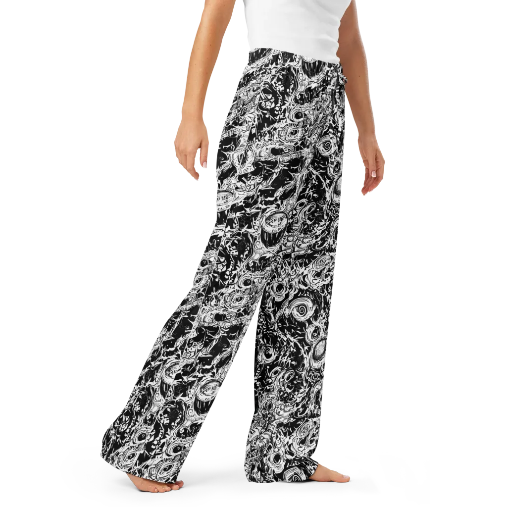 Monochrome Mayhem on Women's Pajama Pants — Right Front