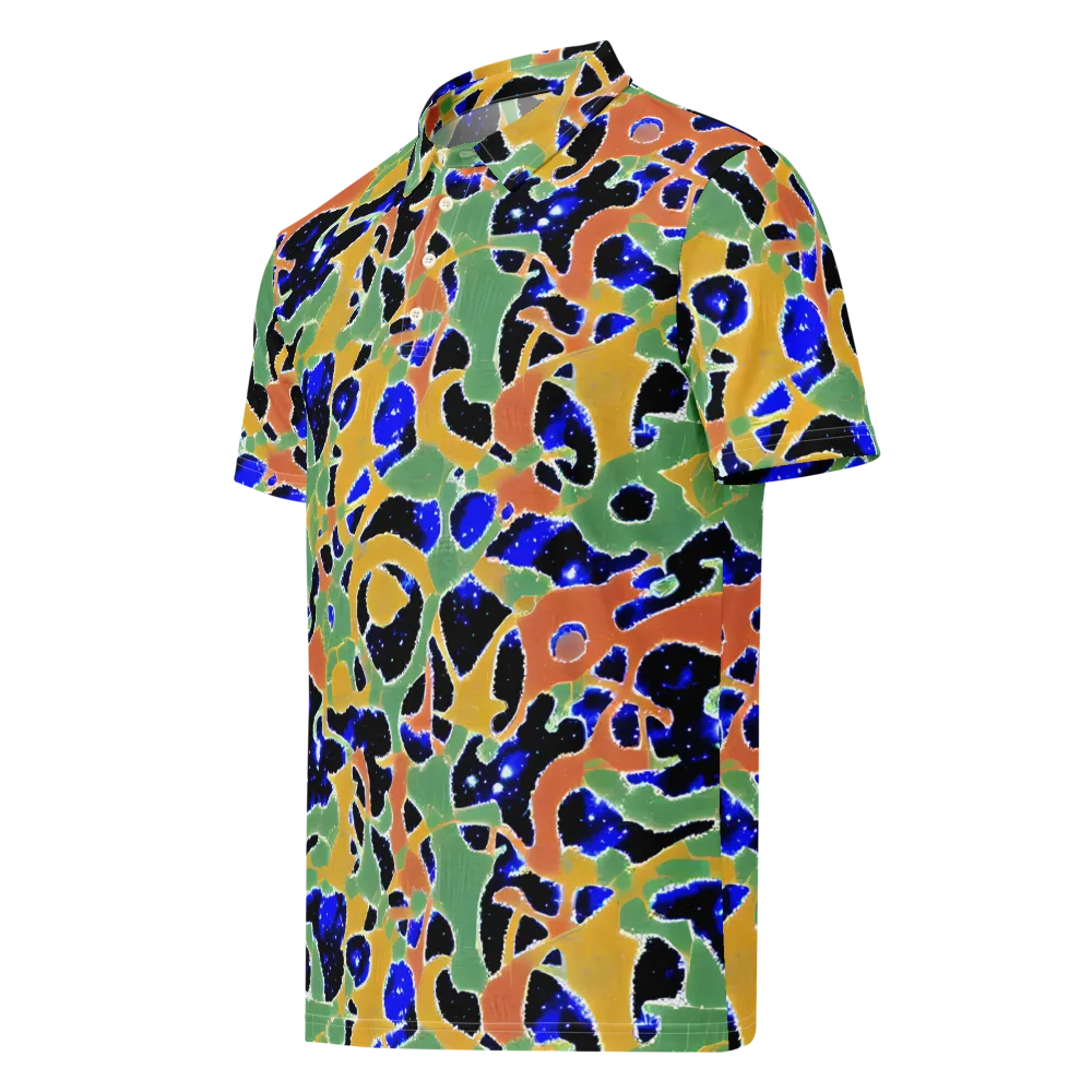 Cobalt Collage on Men's Slim Fit Polo Shirt — Left Front