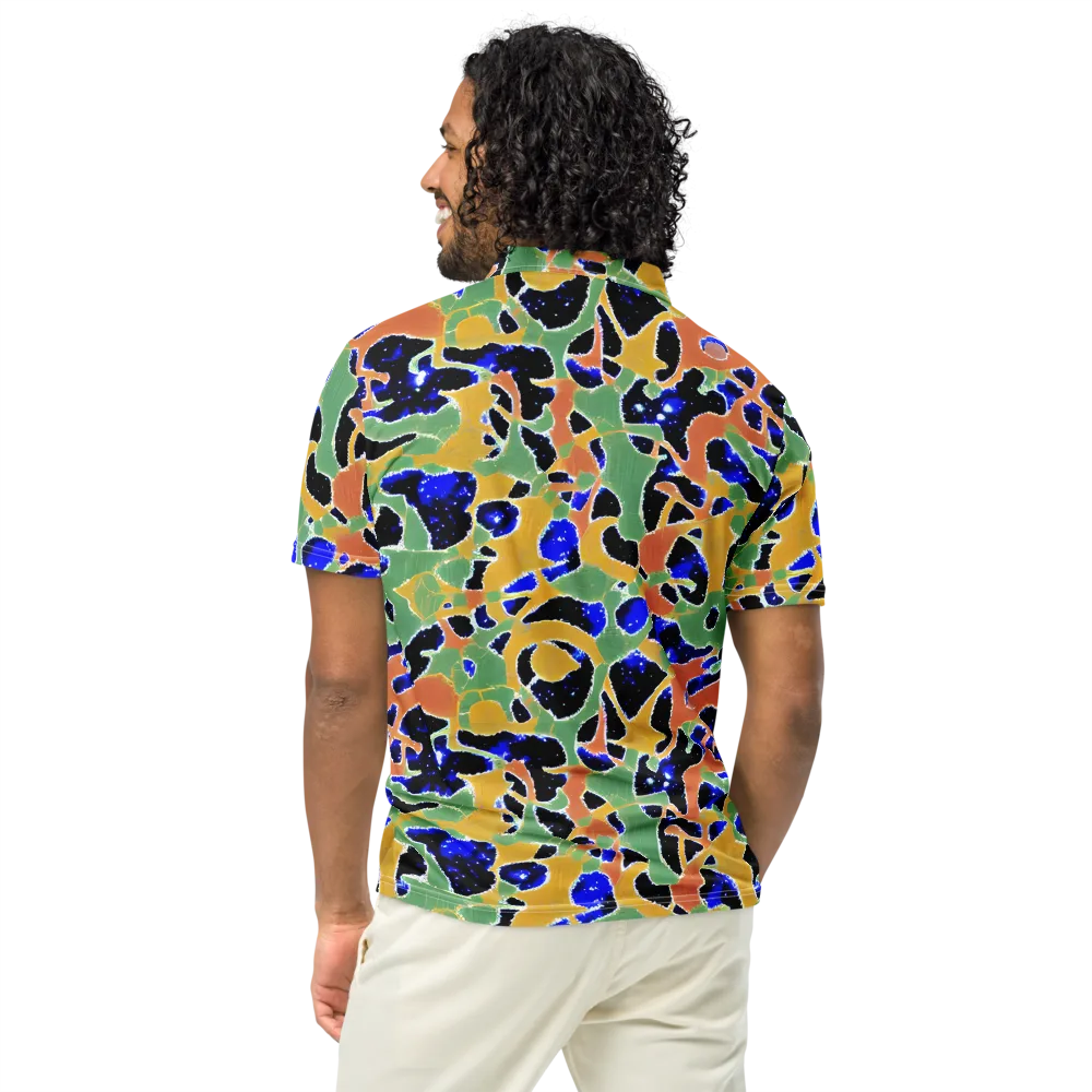 Cobalt Collage on Men's Slim Fit Polo Shirt — Back