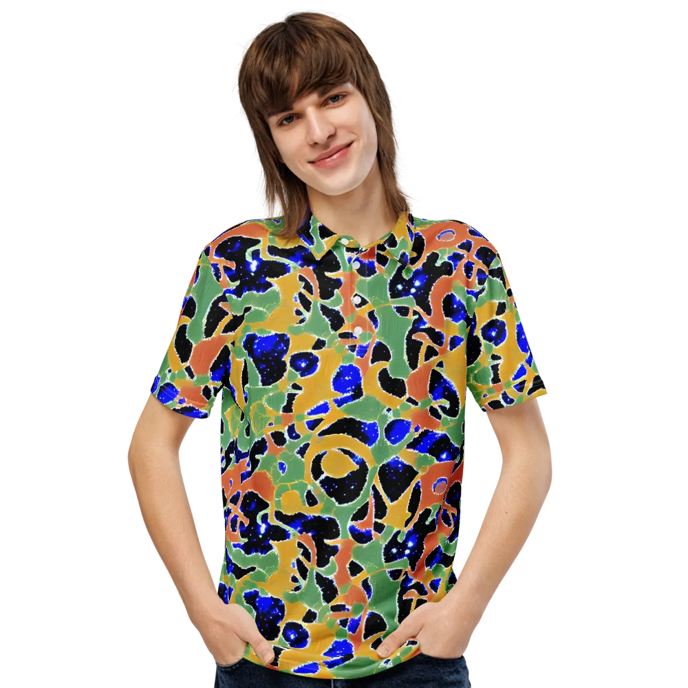 Cobalt Collage on Men's Slim Fit Polo Shirt — Front