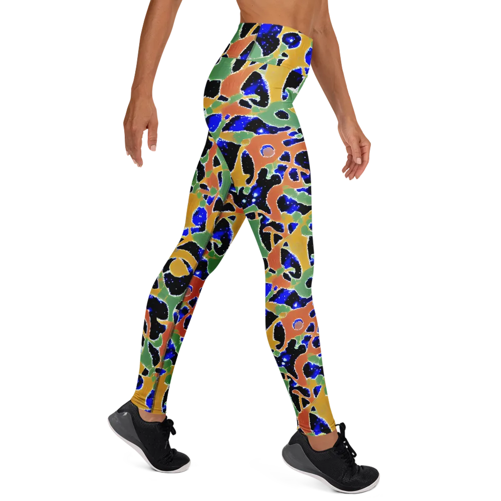 Cobalt Collage on Yoga Leggings — Right