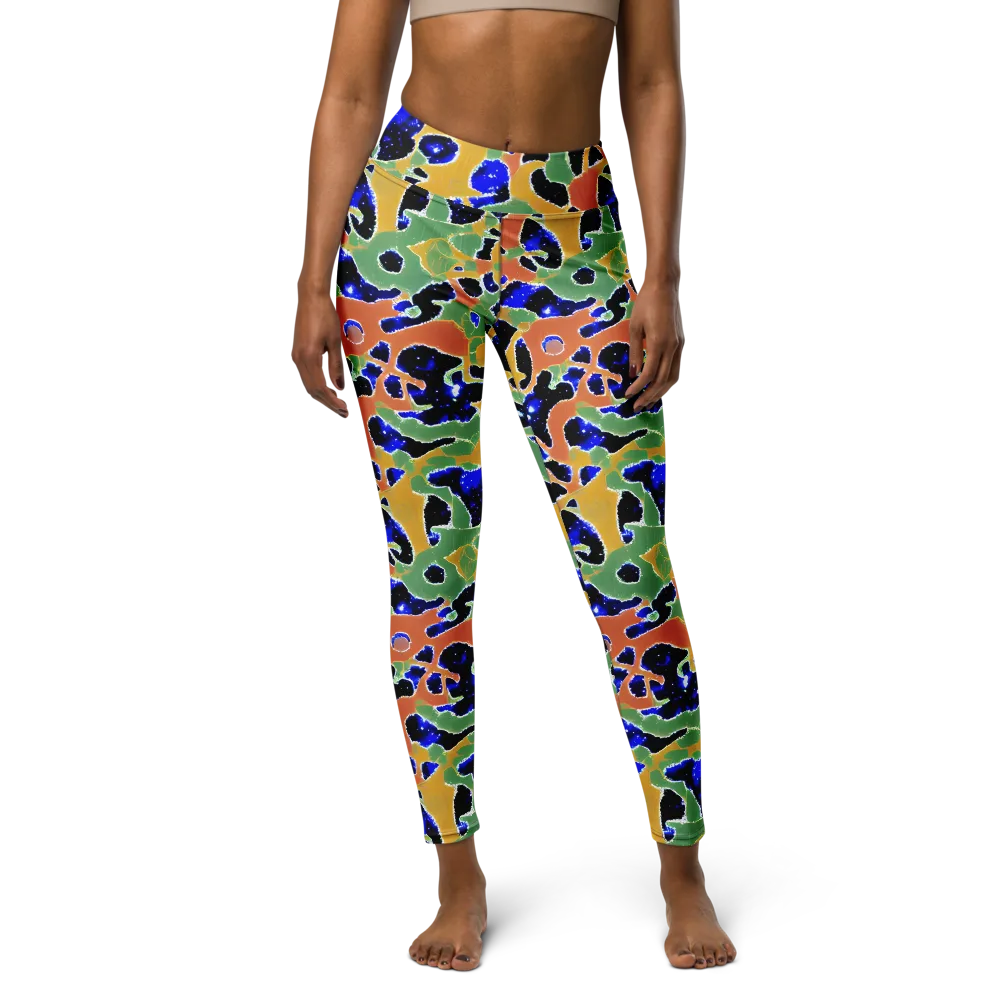 Cobalt Collage on Yoga Leggings — Front