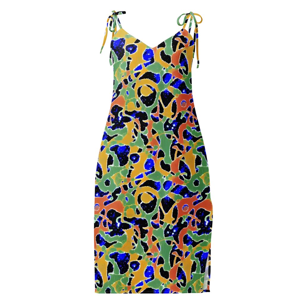 Cobalt Collage on Slip Dress — Front