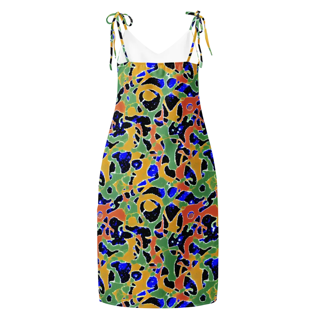 Cobalt Collage on Slip Dress — Back