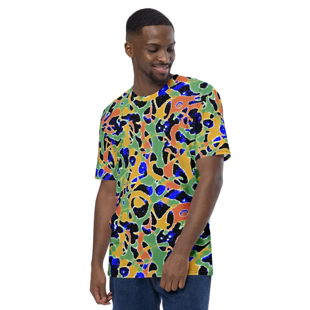 Cobalt Collage on Men's Crew Neck T-Shirt — Left
