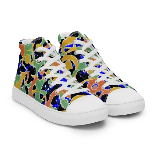Cobalt Collage on a Men's High Top Canvas Shoes
