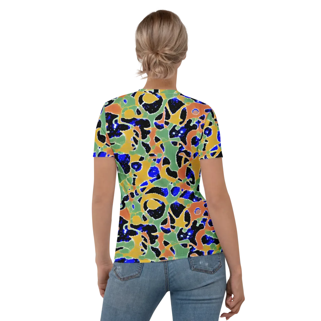 Cobalt Collage on Women's Crew Neck T-Shirt — Back