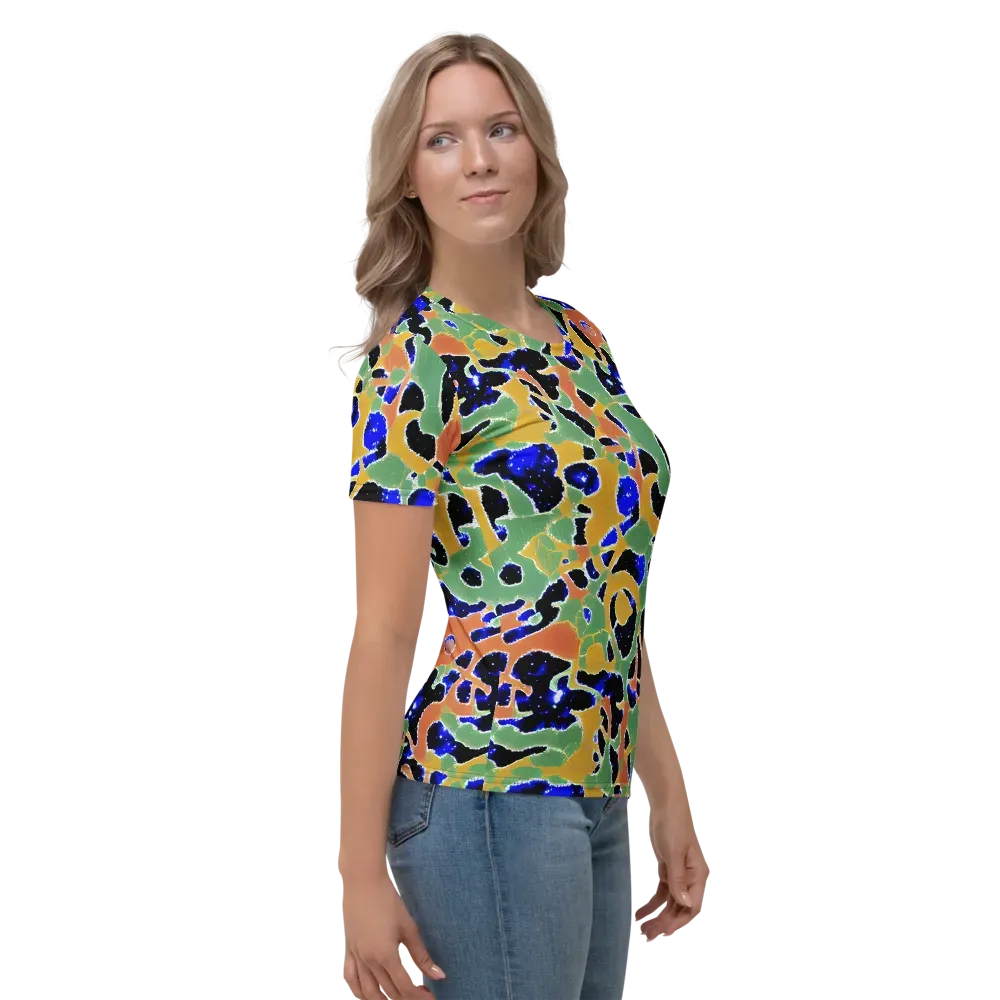 Cobalt Collage on Women's Crew Neck T-Shirt — Right