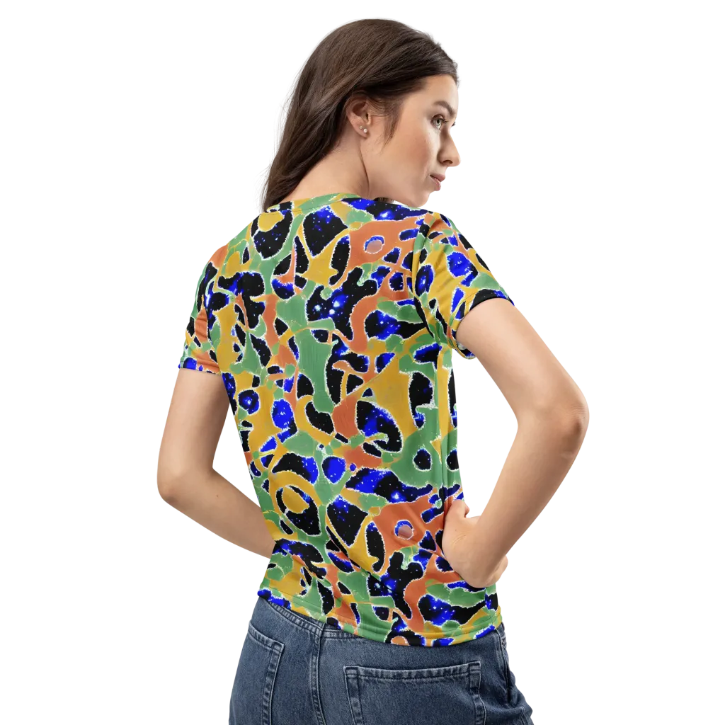 Cobalt Collage on Women's Crew Neck T-Shirt — Back