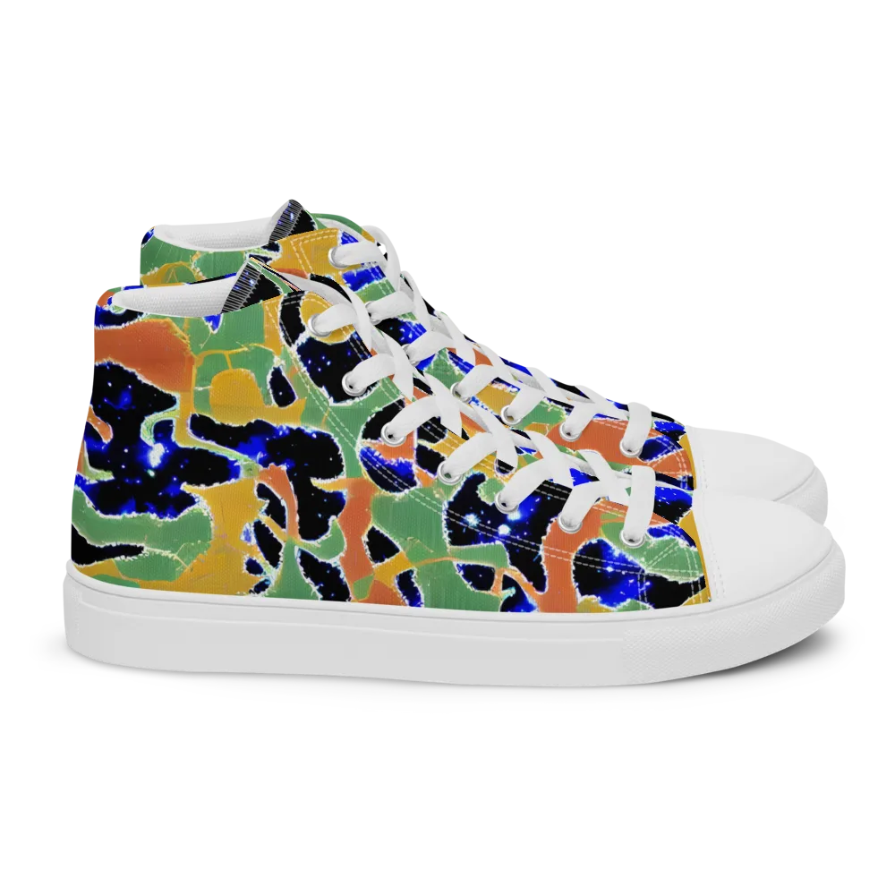 Cobalt Collage on Women's High Top Canvas Shoes — Right