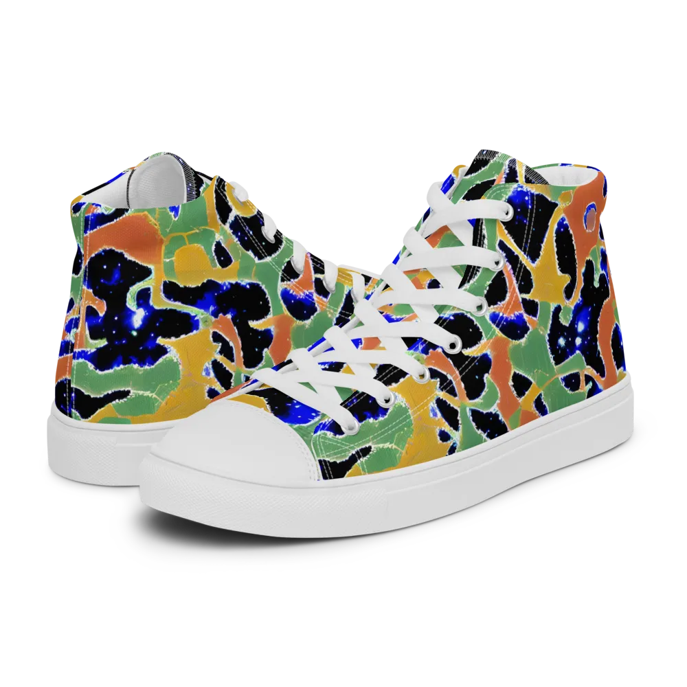 Cobalt Collage on Women's High Top Canvas Shoes — Left