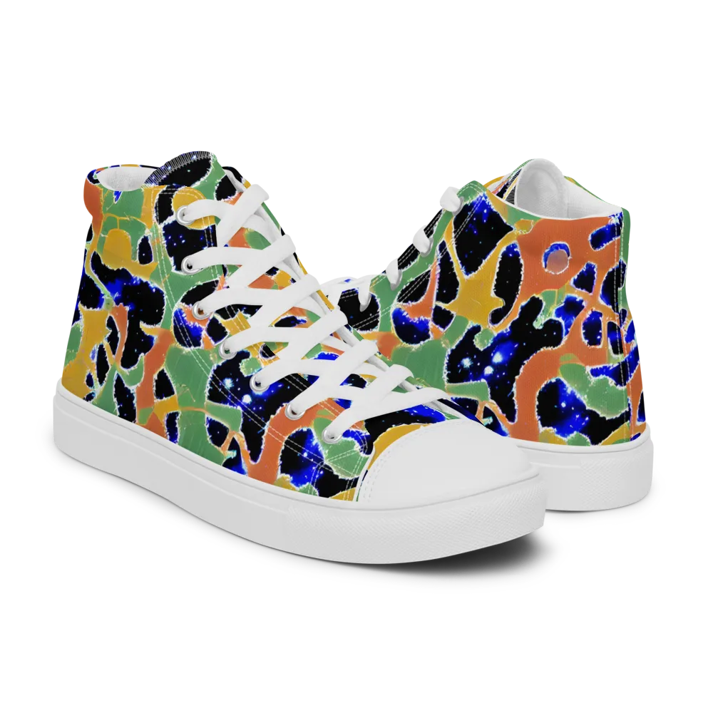 Cobalt Collage on Women's High Top Canvas Shoes — Right