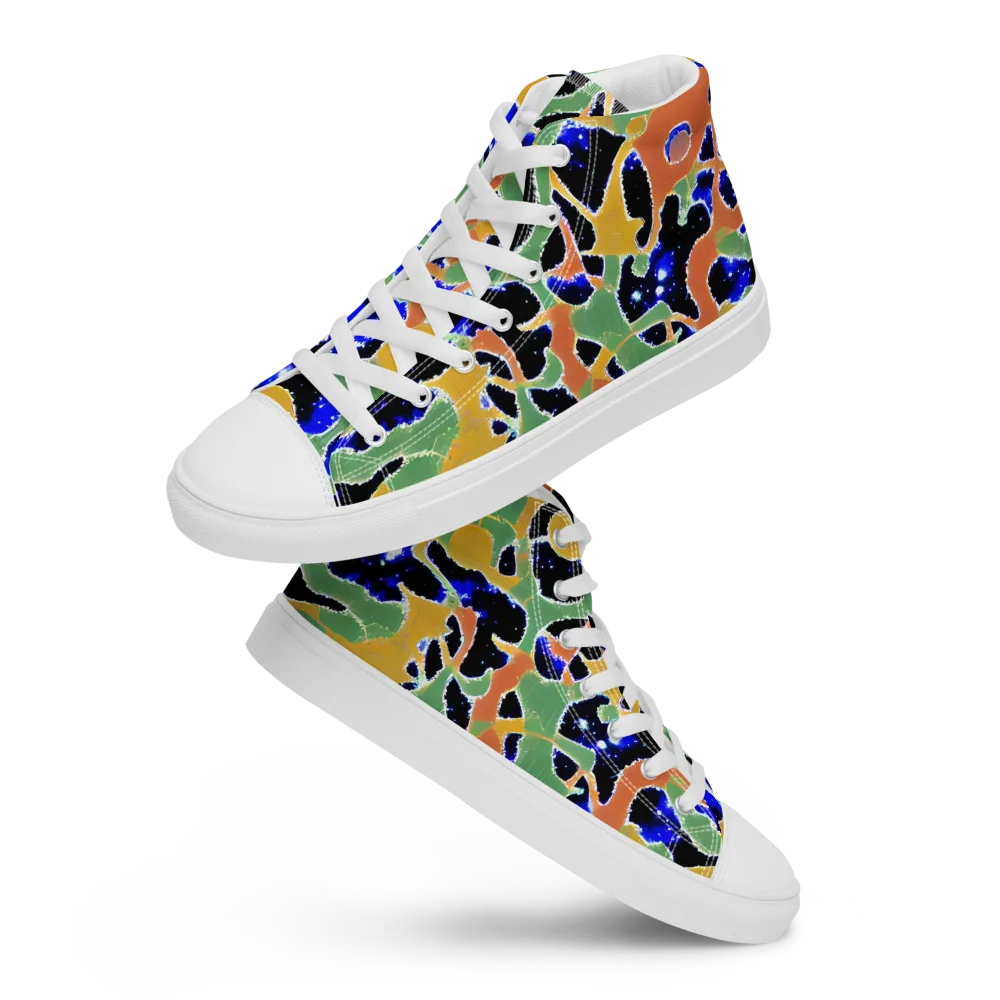 Cobalt Collage on Women's High Top Canvas Shoes — Front