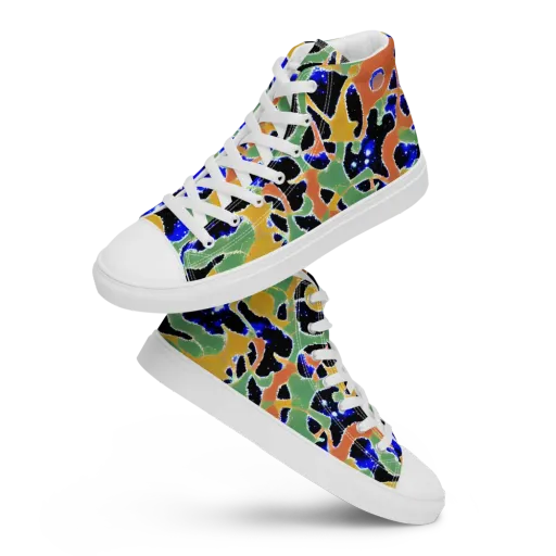 Cobalt Collage on a Women's High Top Canvas Shoes
