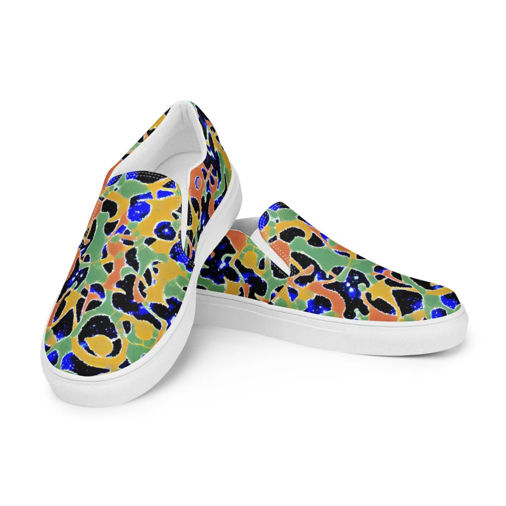 Cobalt Collage on Men's Slip-On Canvas Shoes — Left Front