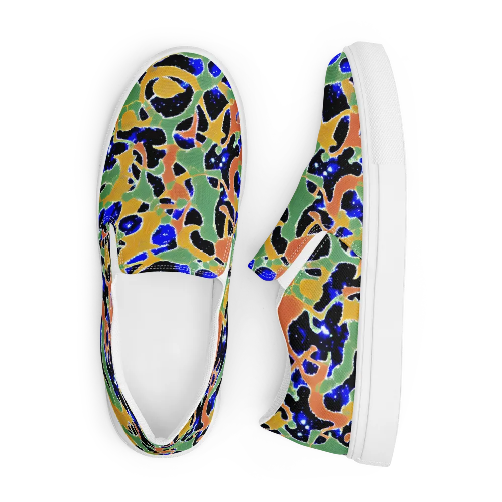 Cobalt Collage on Men's Slip-On Canvas Shoes — Front
