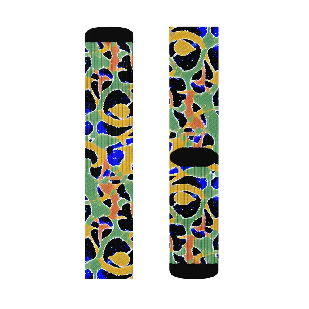 Cobalt Collage on Socks — Left Sock