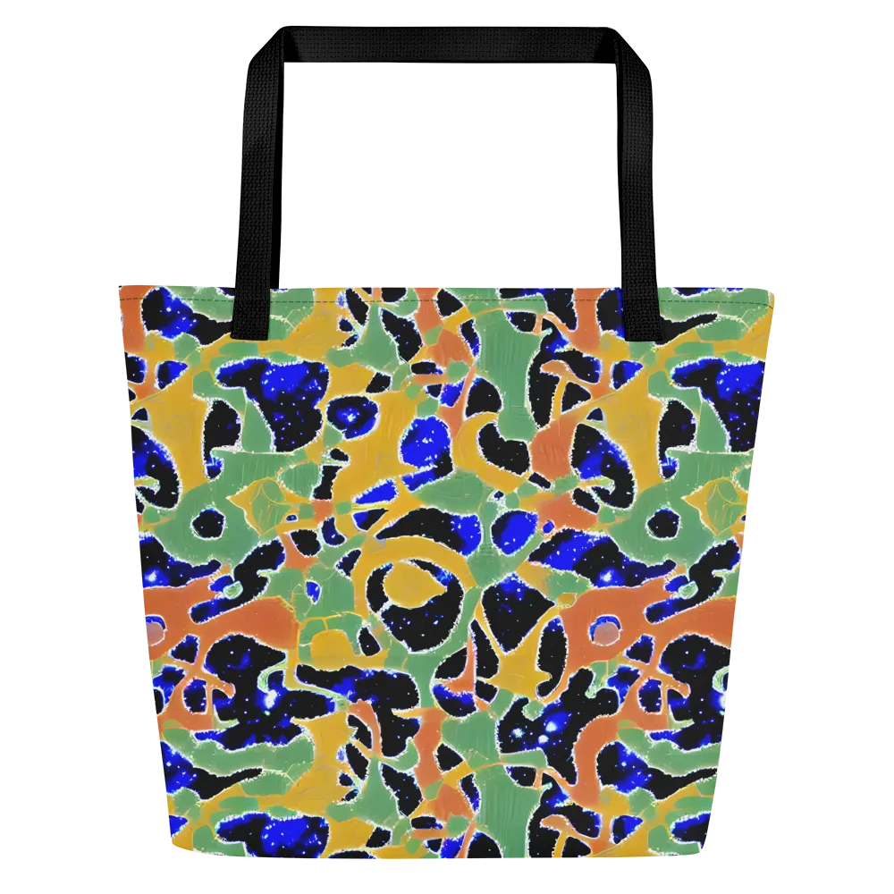 Cobalt Collage on Large Tote Bag W/ Pocket — Front
