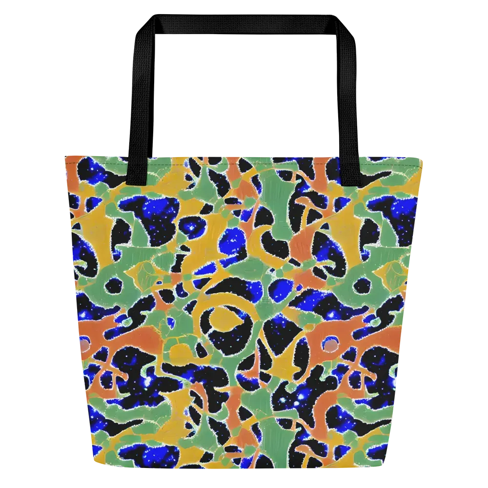 Cobalt Collage on Large Tote Bag W/ Pocket — Front