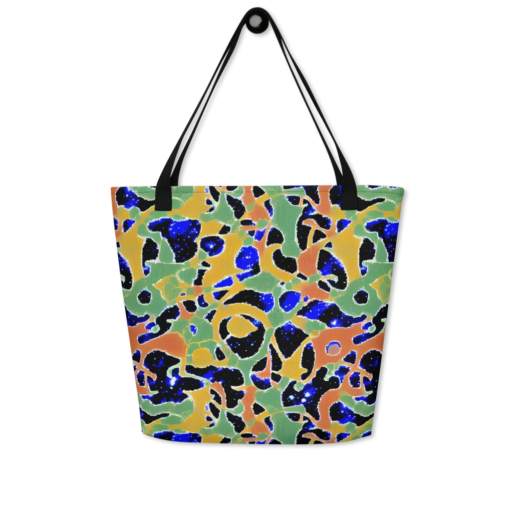 Cobalt Collage on Large Tote Bag W/ Pocket — Front