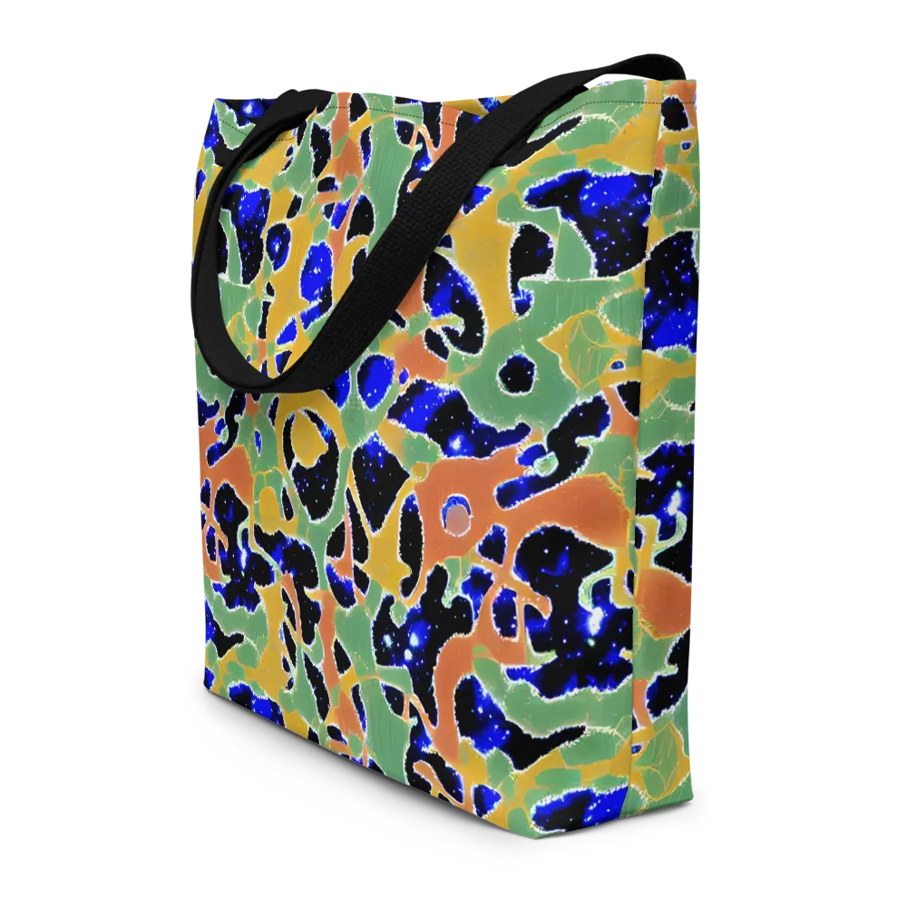 Cobalt Collage on Large Tote Bag W/ Pocket — Front