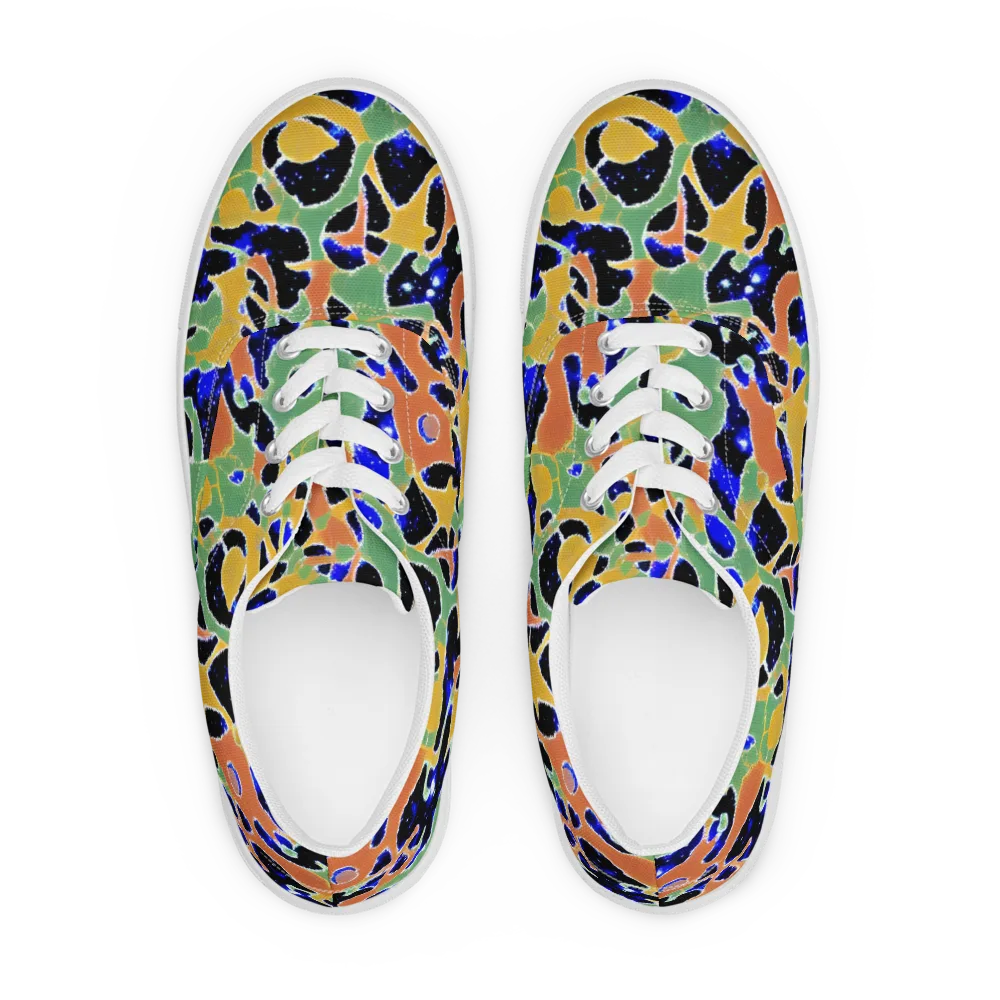 Cobalt Collage on Men's Lace-Up Canvas Shoes — Front
