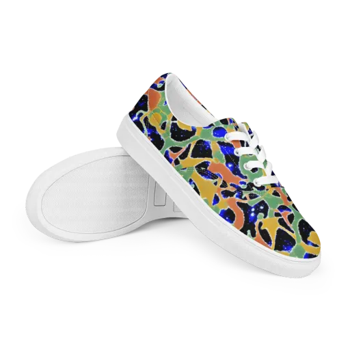 Cobalt Collage on a Men's Lace-Up Canvas Shoes