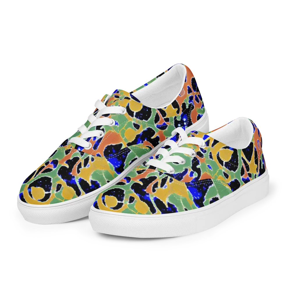 Cobalt Collage on Men's Lace-Up Canvas Shoes — Left Front