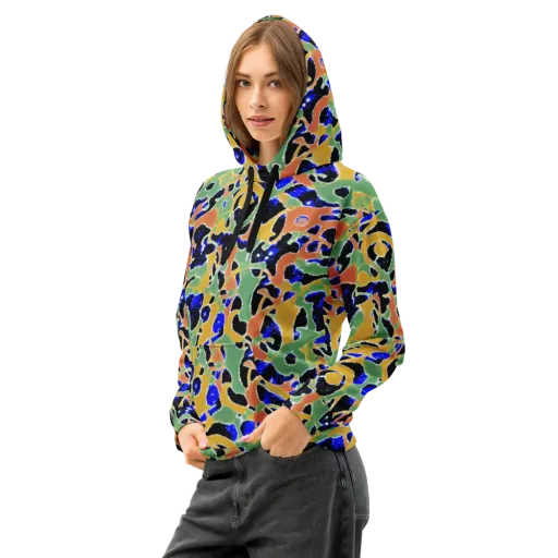 Cobalt Collage on a Cotton Hoodie