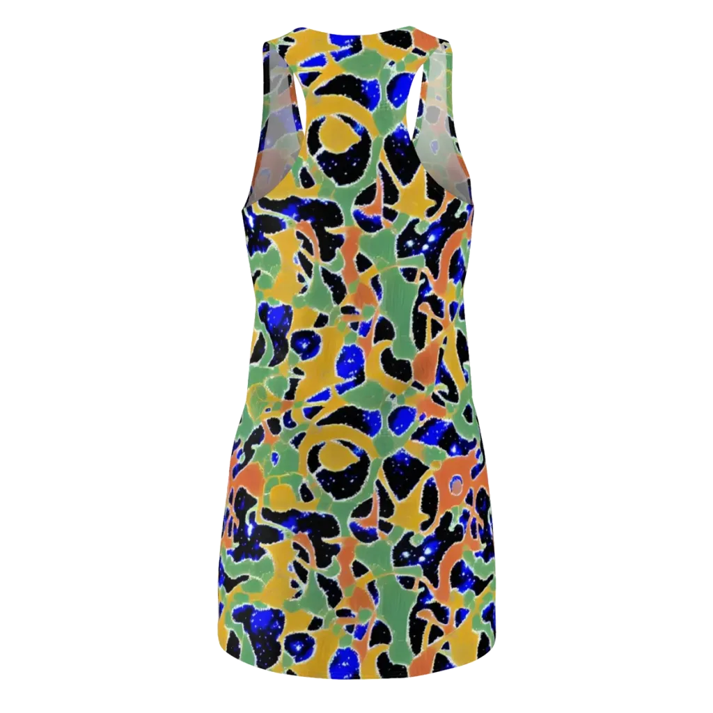 Cobalt Collage on Racerback Dress — Back