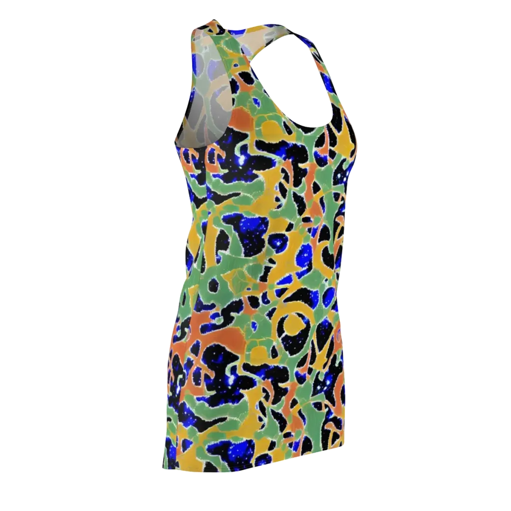 Cobalt Collage on Racerback Dress — Front Side