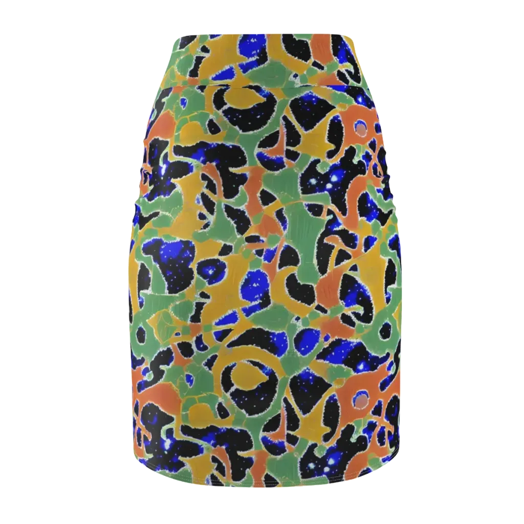 Cobalt Collage on Pencil Skirt — Back