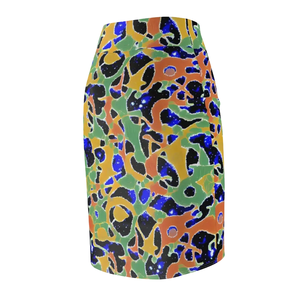 Cobalt Collage on Pencil Skirt — Back Side