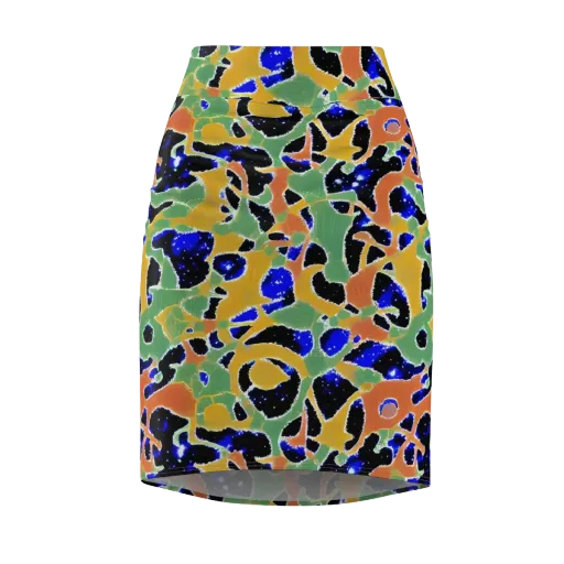 Cobalt Collage on a Pencil Skirt