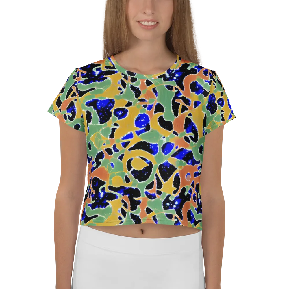 Cobalt Collage on Crop Tee — Front
