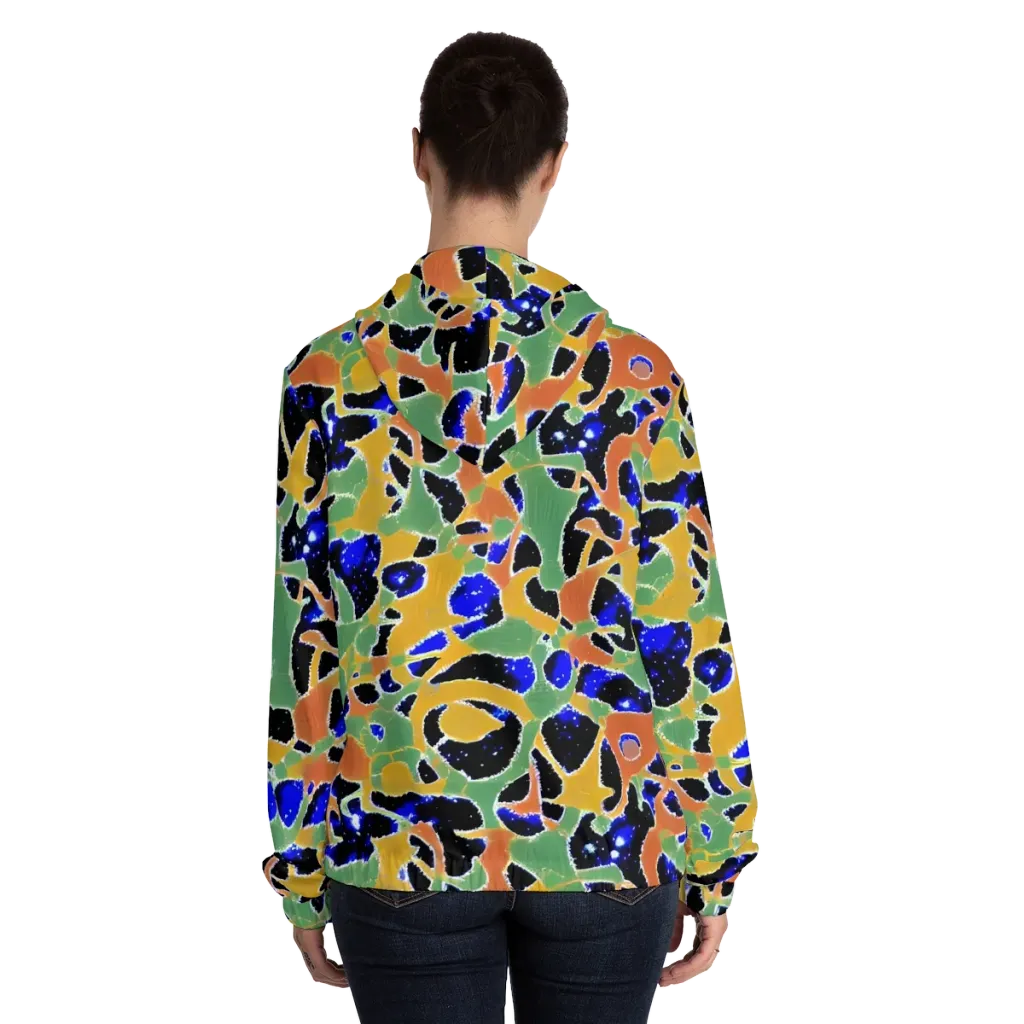 Cobalt Collage on Women's Full-Zip Hoodie — Back On Person