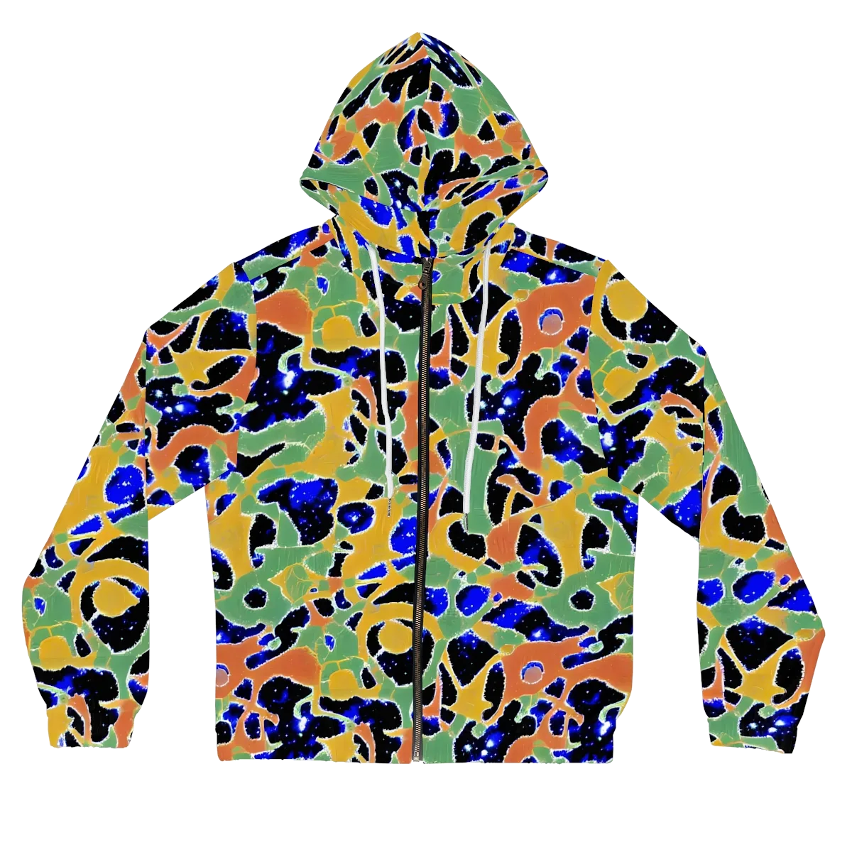Cobalt Collage on Women's Full-Zip Hoodie — Front