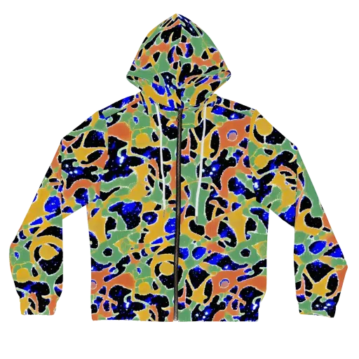 Cobalt Collage on a Women's Full-Zip Hoodie