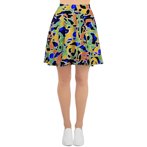 Cobalt Collage on a Skater Skirt